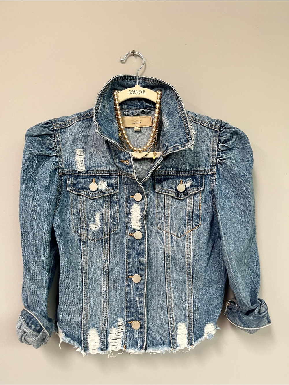 distressed denim crop jacket